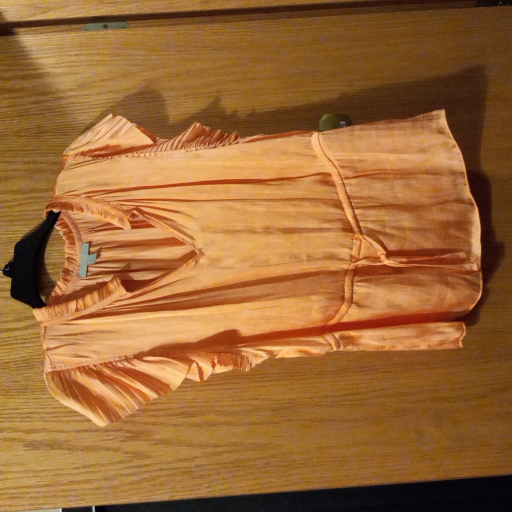 😊Womens Ryegrass orange ruffle sleeve blouse